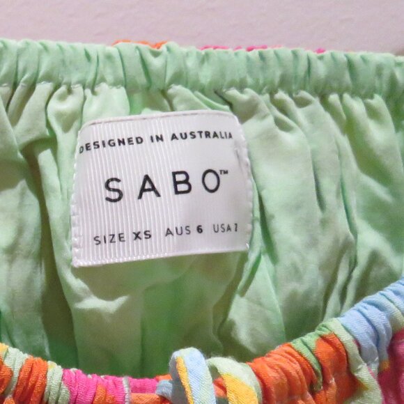 SABO SKIRT Adelina Midi Dress in Bright Floral Cut Out Feminine Smocked Flowy XS - Picture 14 of 14